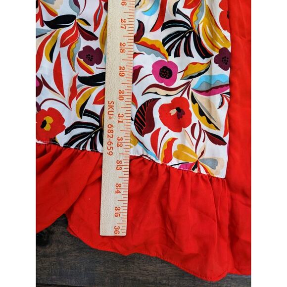 *NO BELT* The Pioneer M 8 10 Robe Kimono Red Floral Tropical Cover Up Lounge - Picture 7 of 8